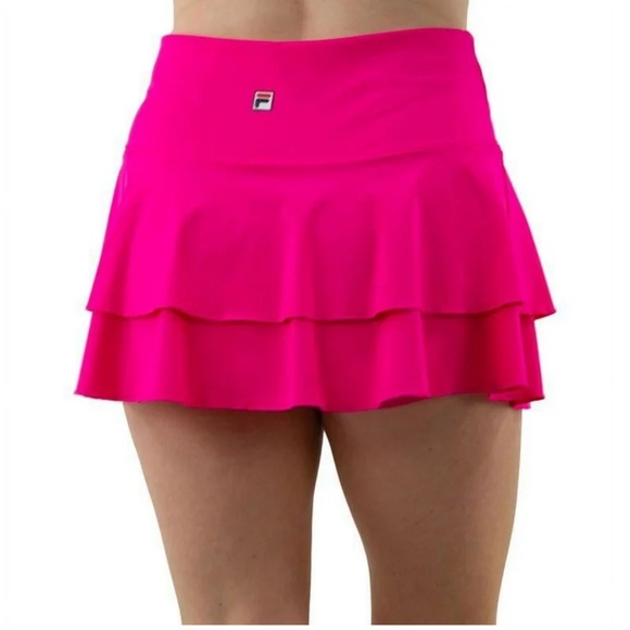 Fila Tiered Ruffle Tennis Skirt Skort in Bright Pink - Picture 1 of 7